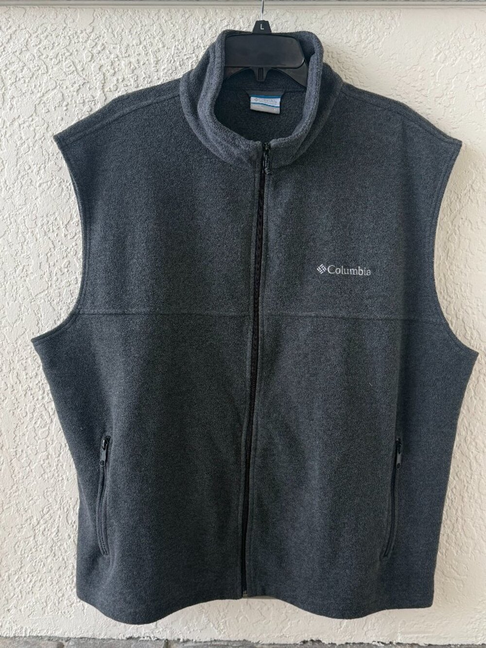 Columbia Sportswear Full Zip Fleece Vest Men's XL Gray Gorpcore Outdoor Casual